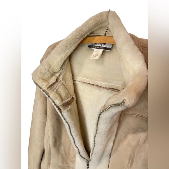NINE & COMPANY Vintage 90s Faux Suede & Fur Coat Womens Size 14 EUC - Picture 2 of 8